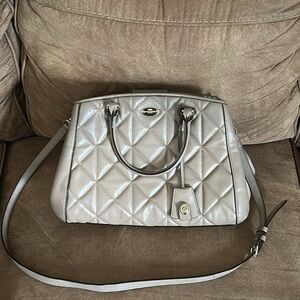 Coach SMALL TAUPE MARGOT CARRYALL IN QUILTED LEATHER Crossbody Bag